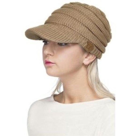 C.C Brim Visor Soft Stretch Beanie Cap - Picture 1 of 1